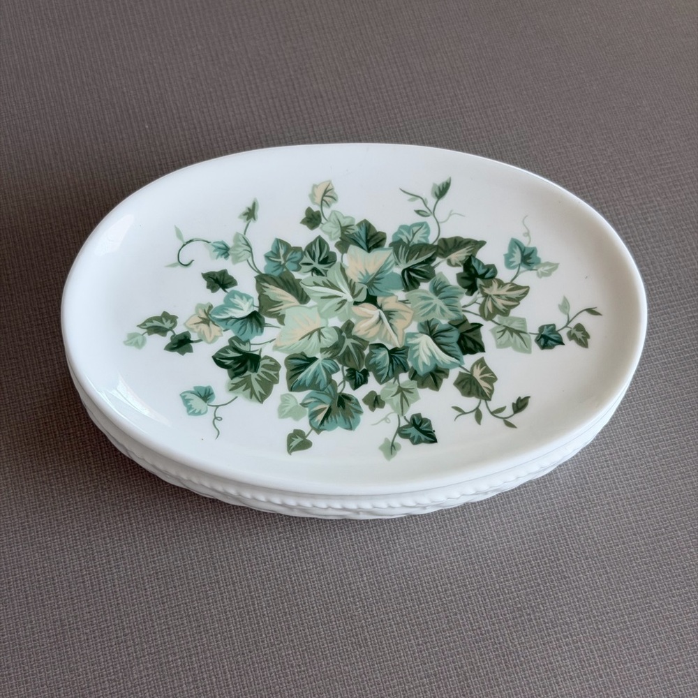 Vintage Andre Richard Ivy Arbor White Ceramic Bar Soap & Trinket Dish Holder - Picture 2 of 10